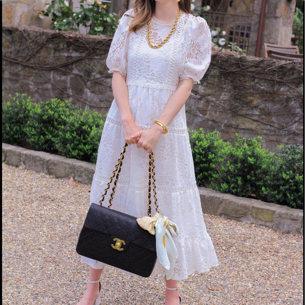 Moon River White Lace Maxi Dress